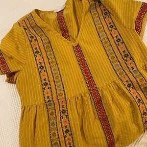 Yellow bohemian babydoll top